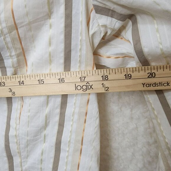 Rafaella Womens‎ Striped Button-Up Blouse Size 12 Beige & White - Picture 9 of 10